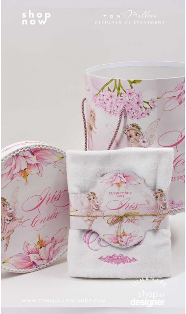 Trusou de botez personalizat prin brodare roz Zane 4
